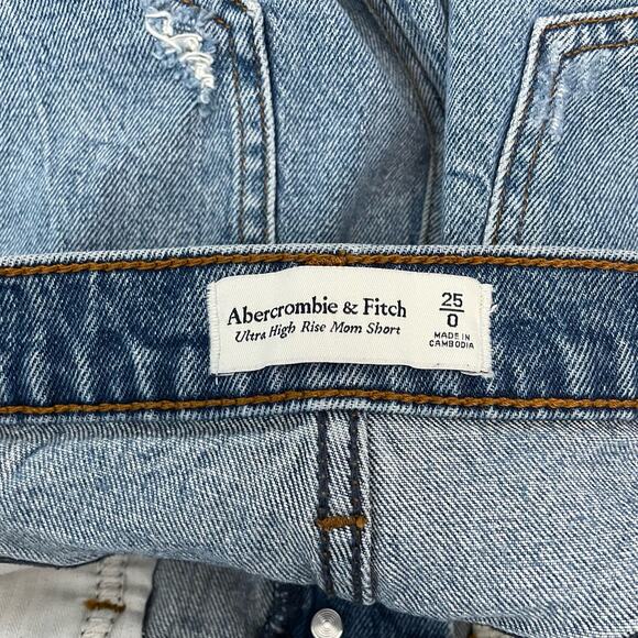 Abercrombie & Fitch Ultra High Rise Denim Jeans Cut Off Mom Shorts Women's 25 - Picture 5 of 10